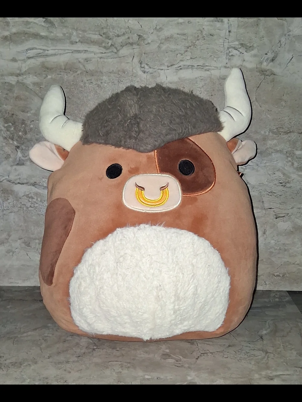 Squishmallows SHEP The Highland Cow  Brown & Cream Plush w/ Yellow Nose Ring 12